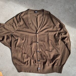 Uniqlo Men's Deep Brown Cardigan Sweater